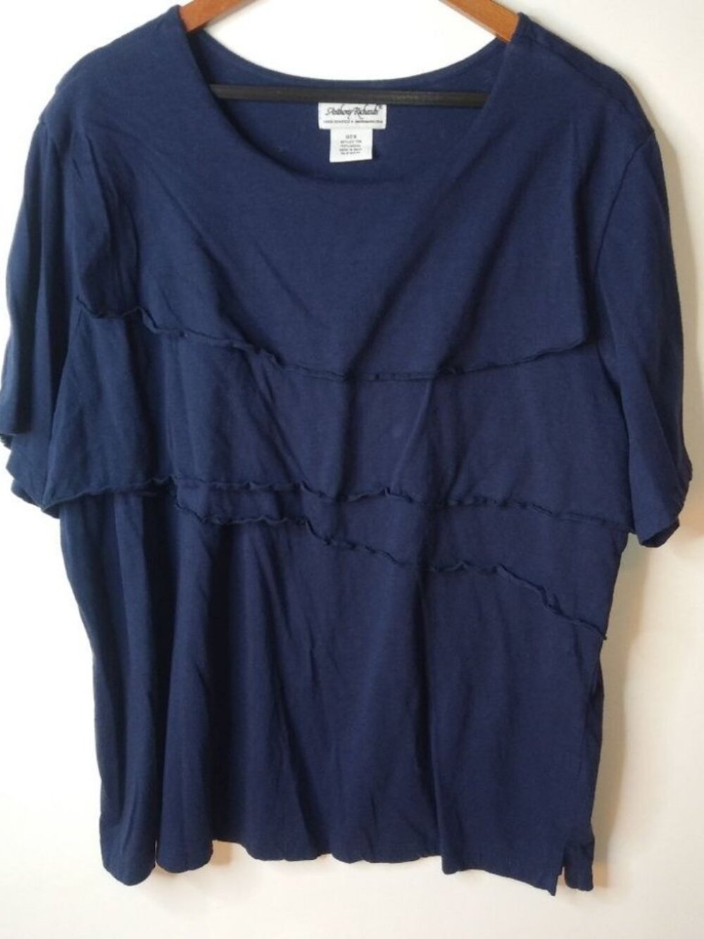 Anthony Richards 2X Navy Ruffle Dress Career Top Plus